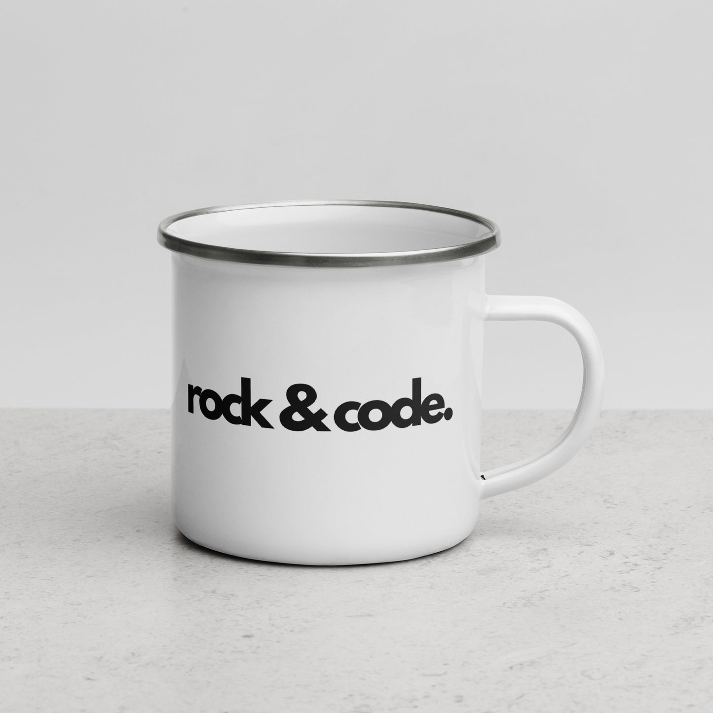 "ROCK & CODE" Enamel Mug The Developer Shop