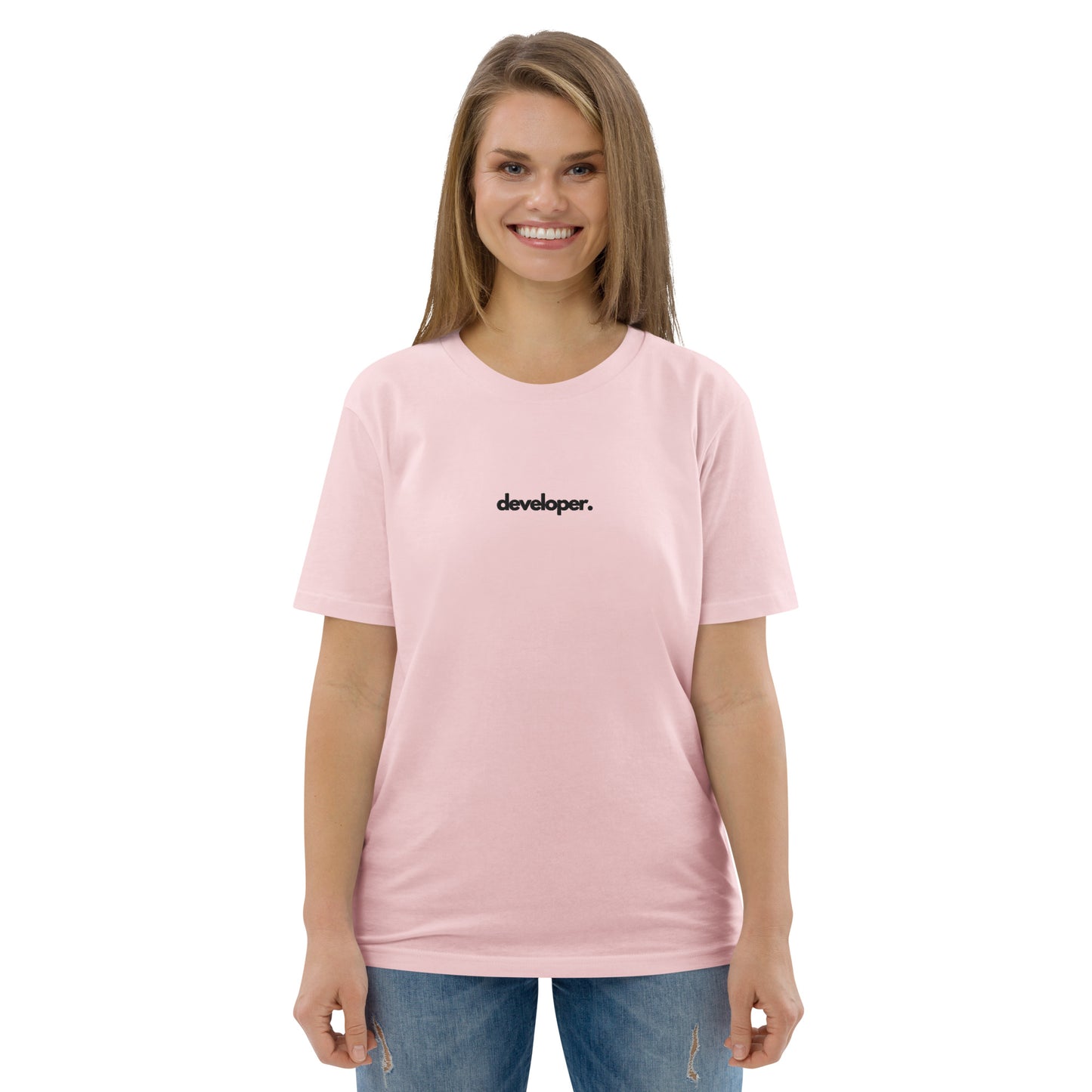 "DEVELOPER" Unisex organic cotton light t-shirt (embroidered) The Developer Shop