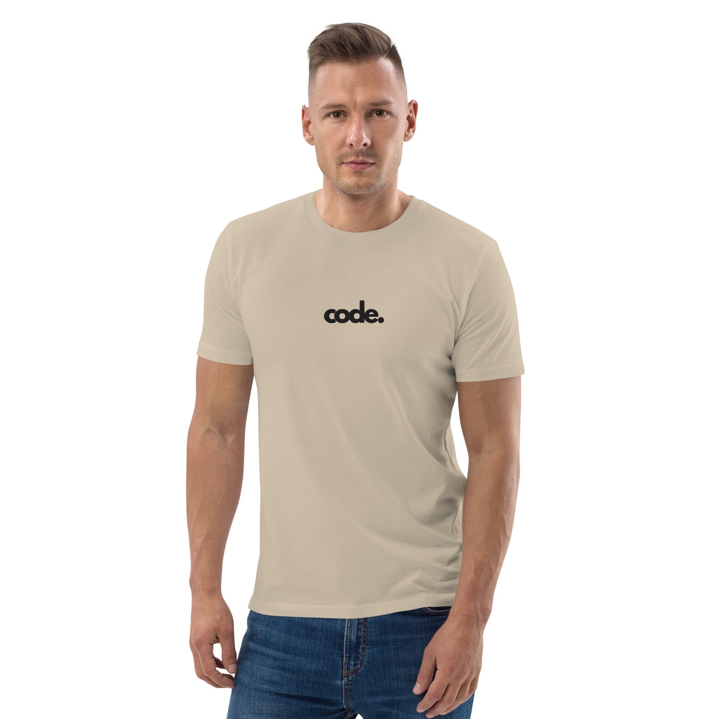 "CODE" Unisex organic cotton light t-shirt (embroidered) The Developer Shop