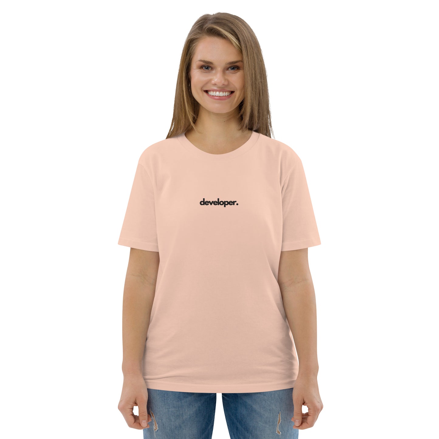 "DEVELOPER" Unisex organic cotton light t-shirt (embroidered) The Developer Shop