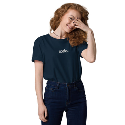 "CODE" Unisex organic cotton dark t-shirt (embroidered) The Developer Shop