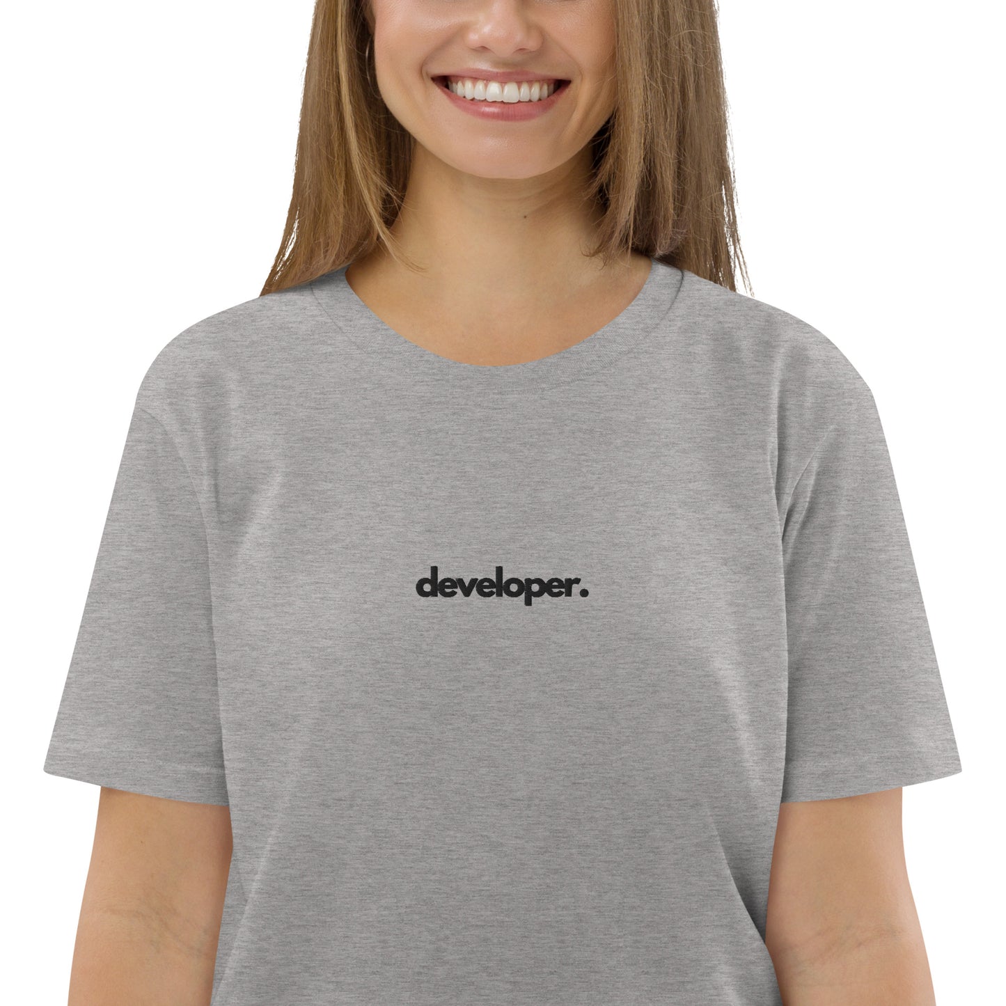 "DEVELOPER" Unisex organic cotton light t-shirt (embroidered) The Developer Shop