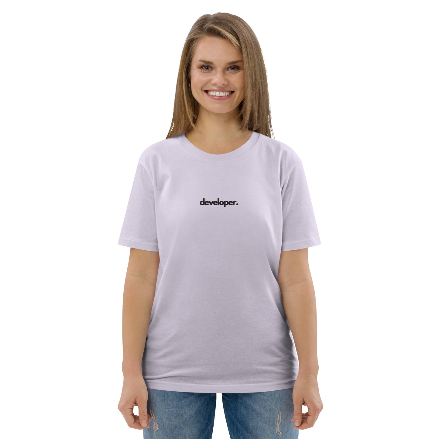 "DEVELOPER" Unisex organic cotton light t-shirt (embroidered) The Developer Shop