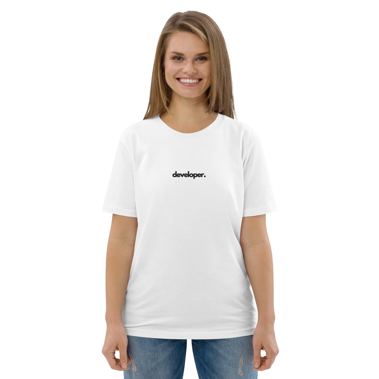 "DEVELOPER" Unisex organic cotton light t-shirt (embroidered) The Developer Shop