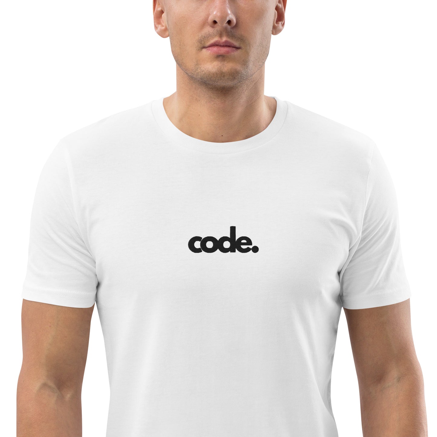 "CODE" Unisex organic cotton light t-shirt (embroidered) The Developer Shop