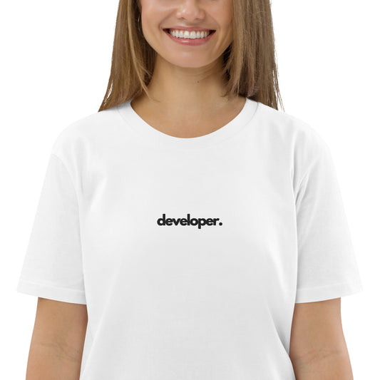 "DEVELOPER" Unisex organic cotton light t-shirt (embroidered) The Developer Shop