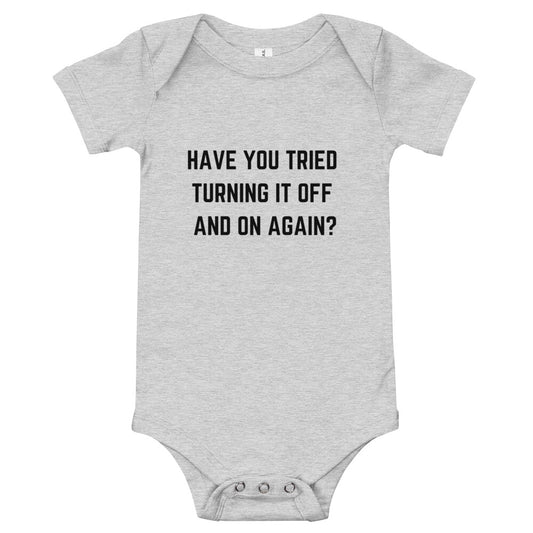 "HAVE YOU TRIED TURNING IT ON AND OFF AGAIN?" Baby Short Sleeve One Piece The Developer Shop