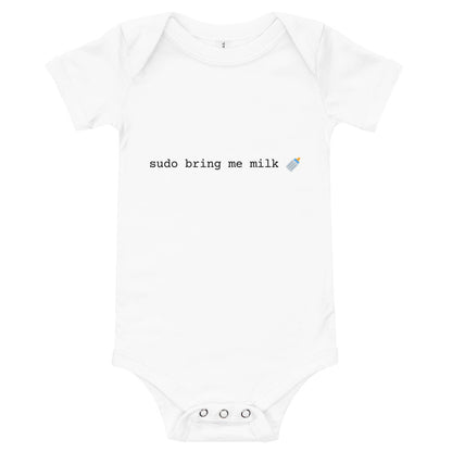 "SUDO BRING ME MILK" Baby short sleeve one piece The Developer Shop