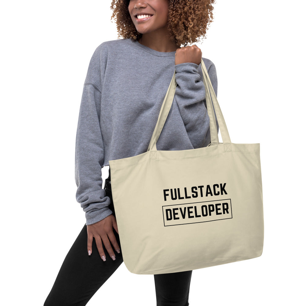 "FULLSTACK DEVELOPER" Large organic tote bag The Developer Shop