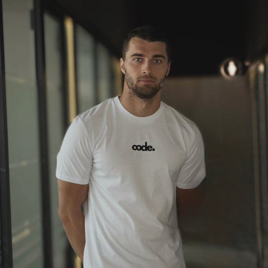 "CODE" Embroidered Unisex organic cotton light t-shirt The Developer Shop