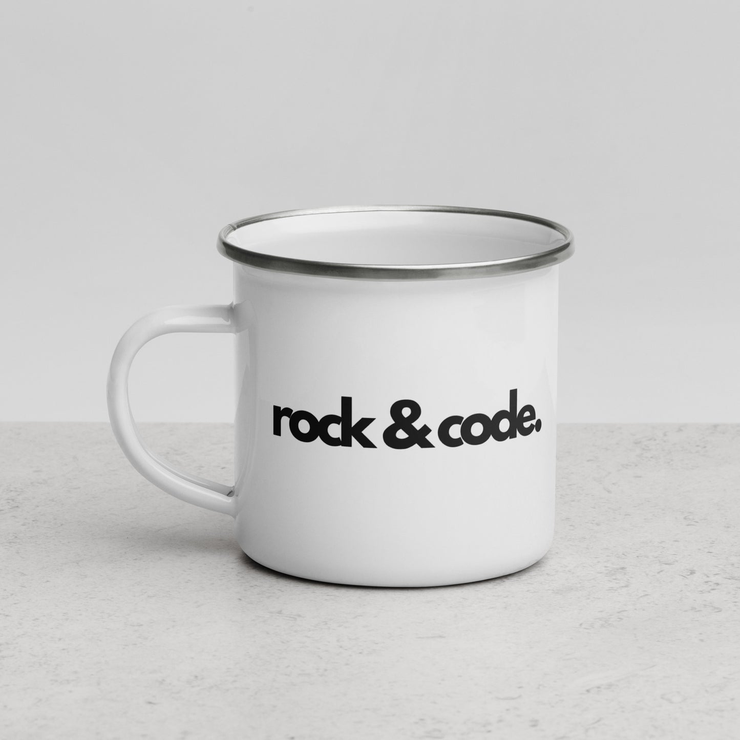 "ROCK & CODE" Enamel Mug The Developer Shop