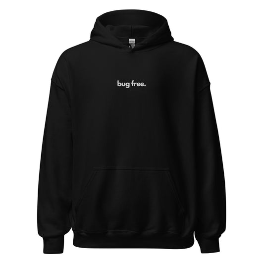 "BUG FREE" Embroidered Unisex organic cotton dark Unisex Hoodie The Developer Shop