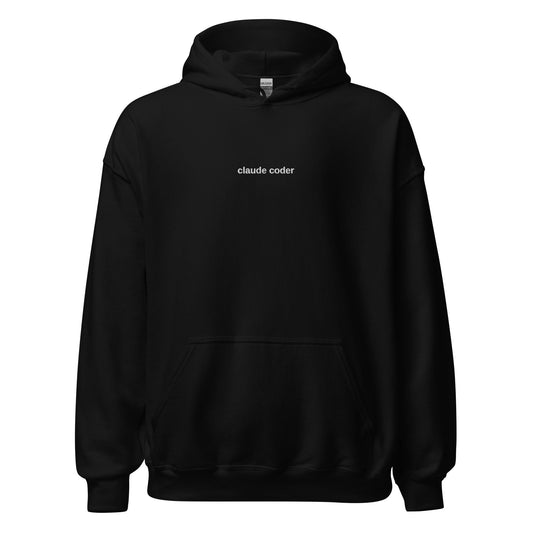 "claude coder" Embroidered Unisex dark Hoodie The Developer Shop