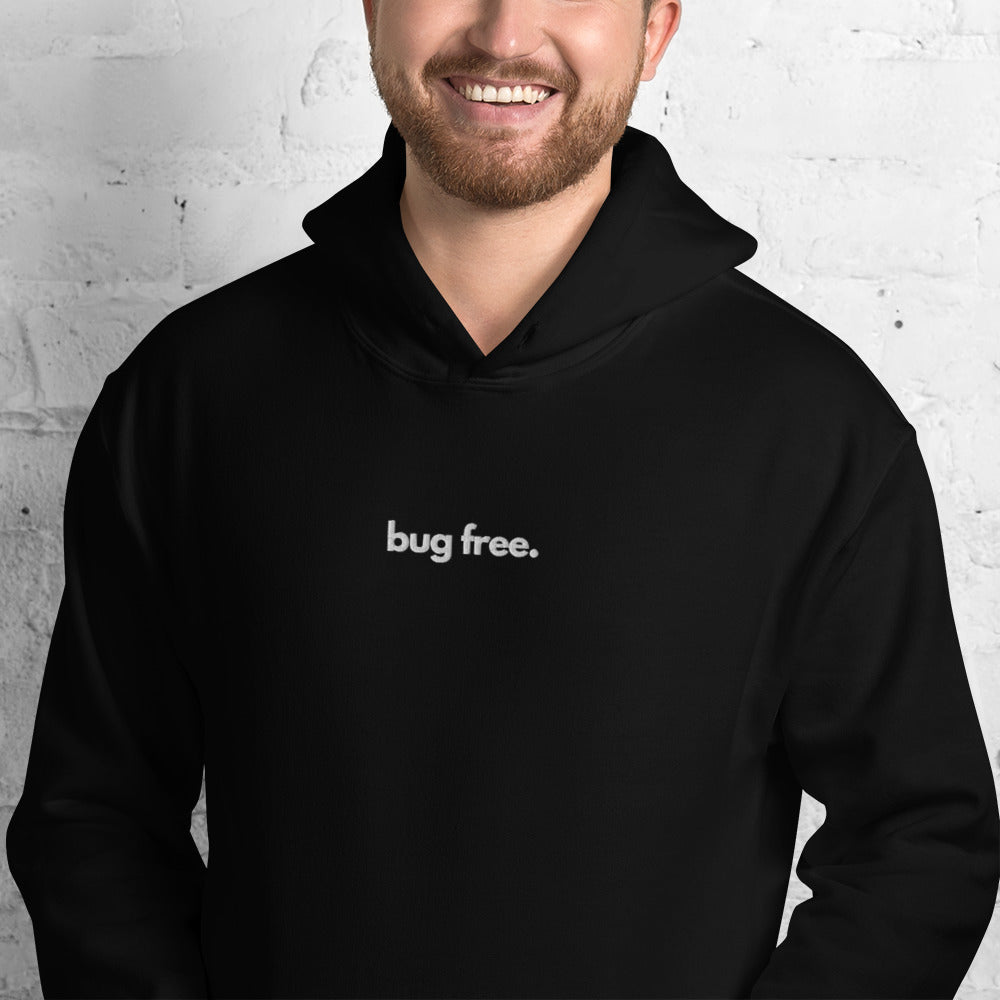 "BUG FREE" Embroidered Unisex organic cotton dark Unisex Hoodie The Developer Shop