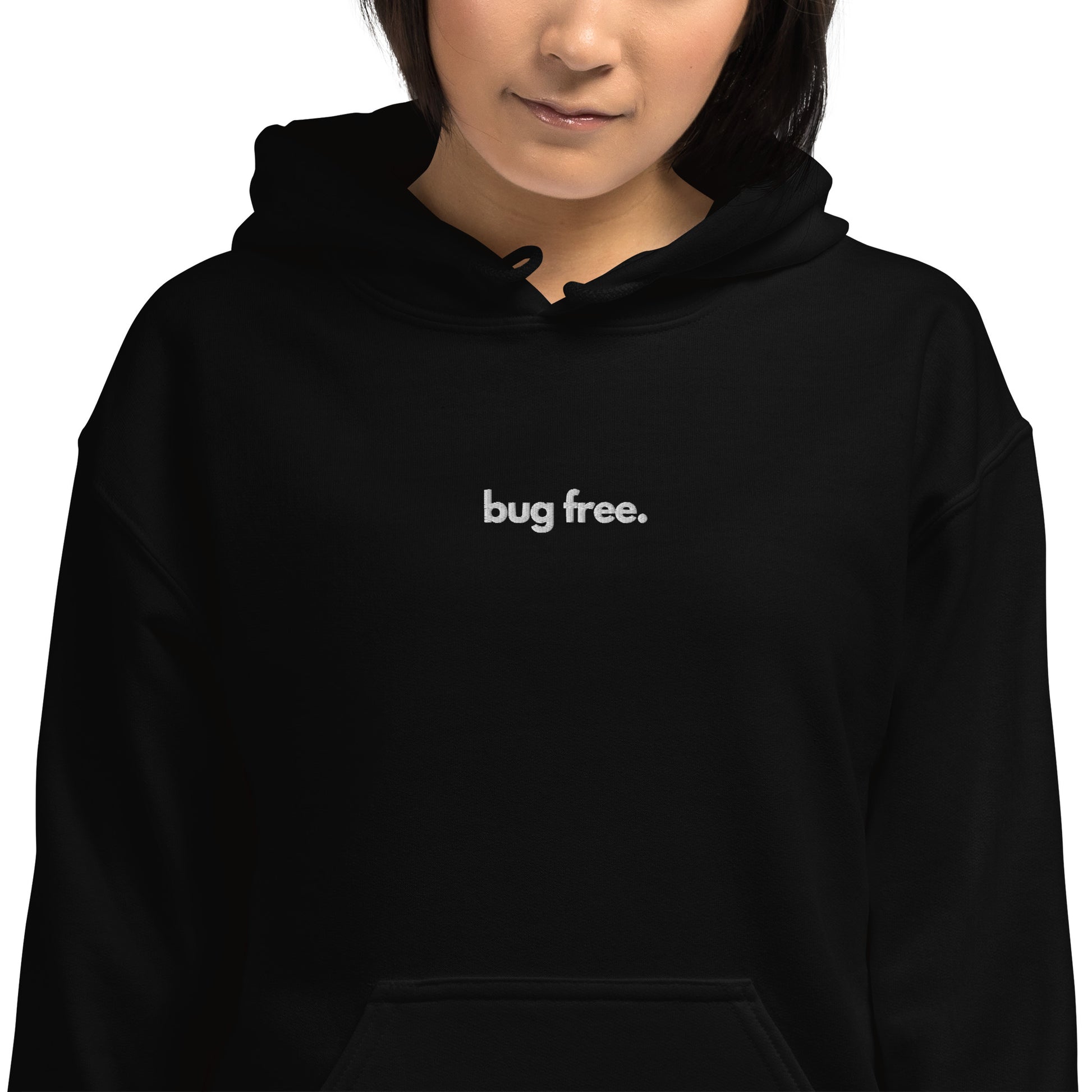 "BUG FREE" Embroidered Unisex organic cotton dark Unisex Hoodie The Developer Shop