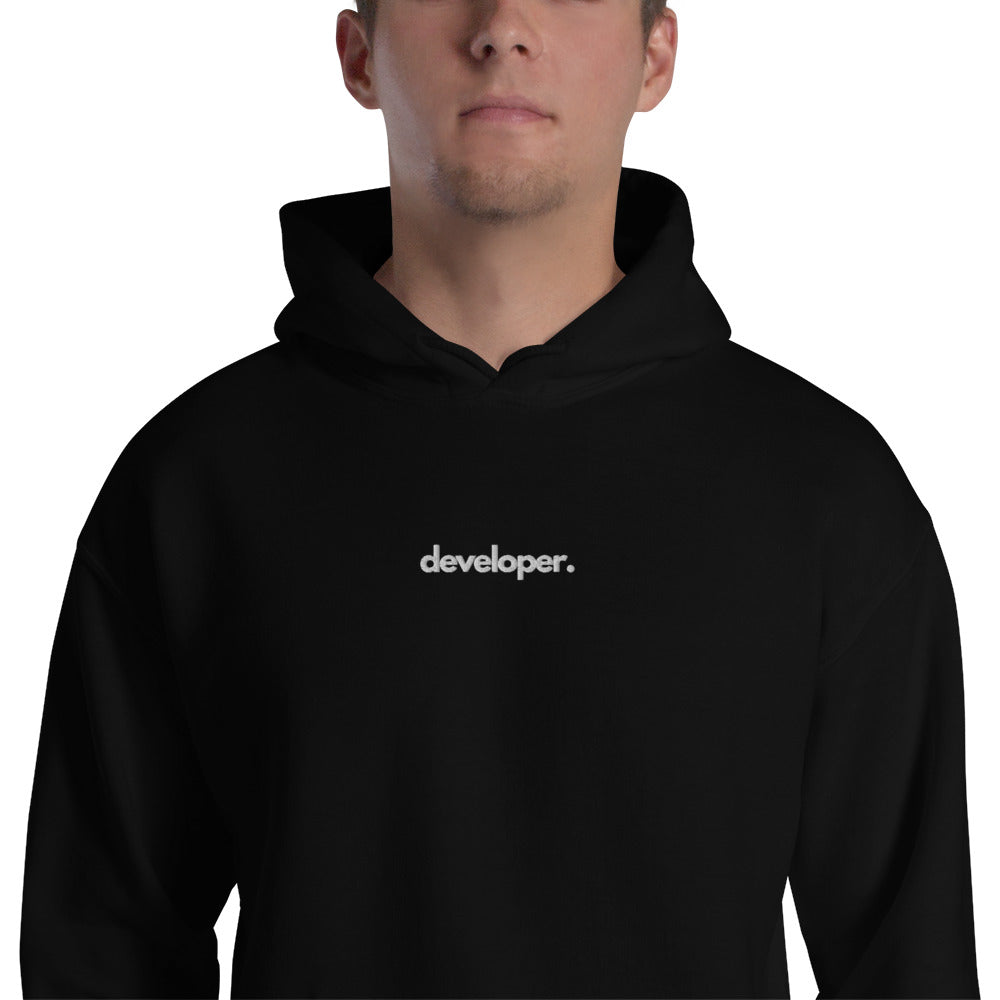 "DEVELOPER" Embroidered Unisex organic cotton dark Unisex Hoodie The Developer Shop