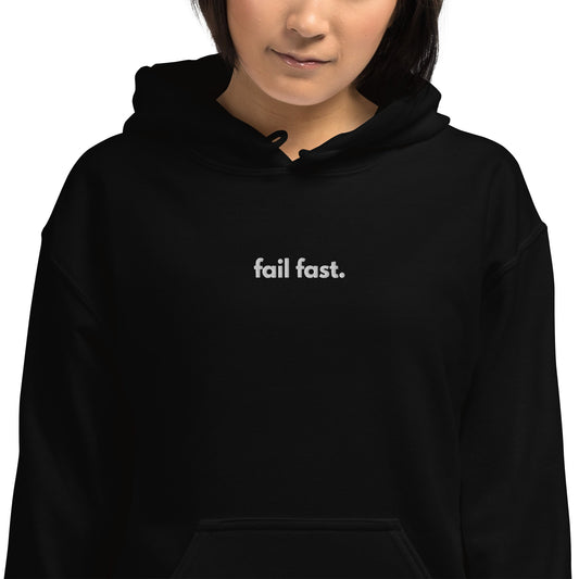 "Fail Fast" Embroidered Unisex dark Hoodie The Developer Shop