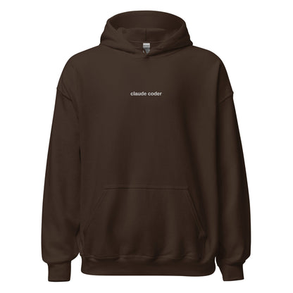 "claude coder" Embroidered Unisex dark Hoodie The Developer Shop