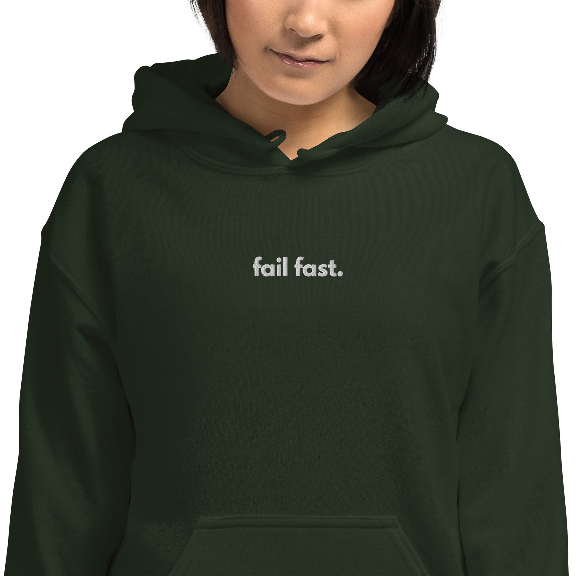 "Fail Fast" Embroidered Unisex dark Hoodie The Developer Shop