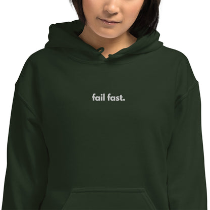 "Fail Fast" Embroidered Unisex dark Hoodie The Developer Shop