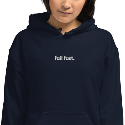 "Fail Fast" Embroidered Unisex dark Hoodie The Developer Shop