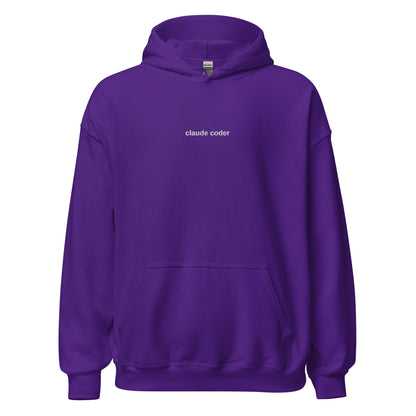 "claude coder" Embroidered Unisex dark Hoodie The Developer Shop