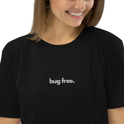 "BUG FREE" Unisex organic cotton dark t-shirt (embroidered) The Developer Shop