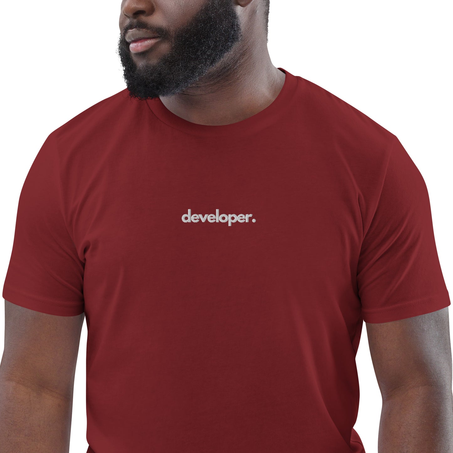 "DEVELOPER" Unisex organic cotton dark t-shirt (embroidered) The Developer Shop