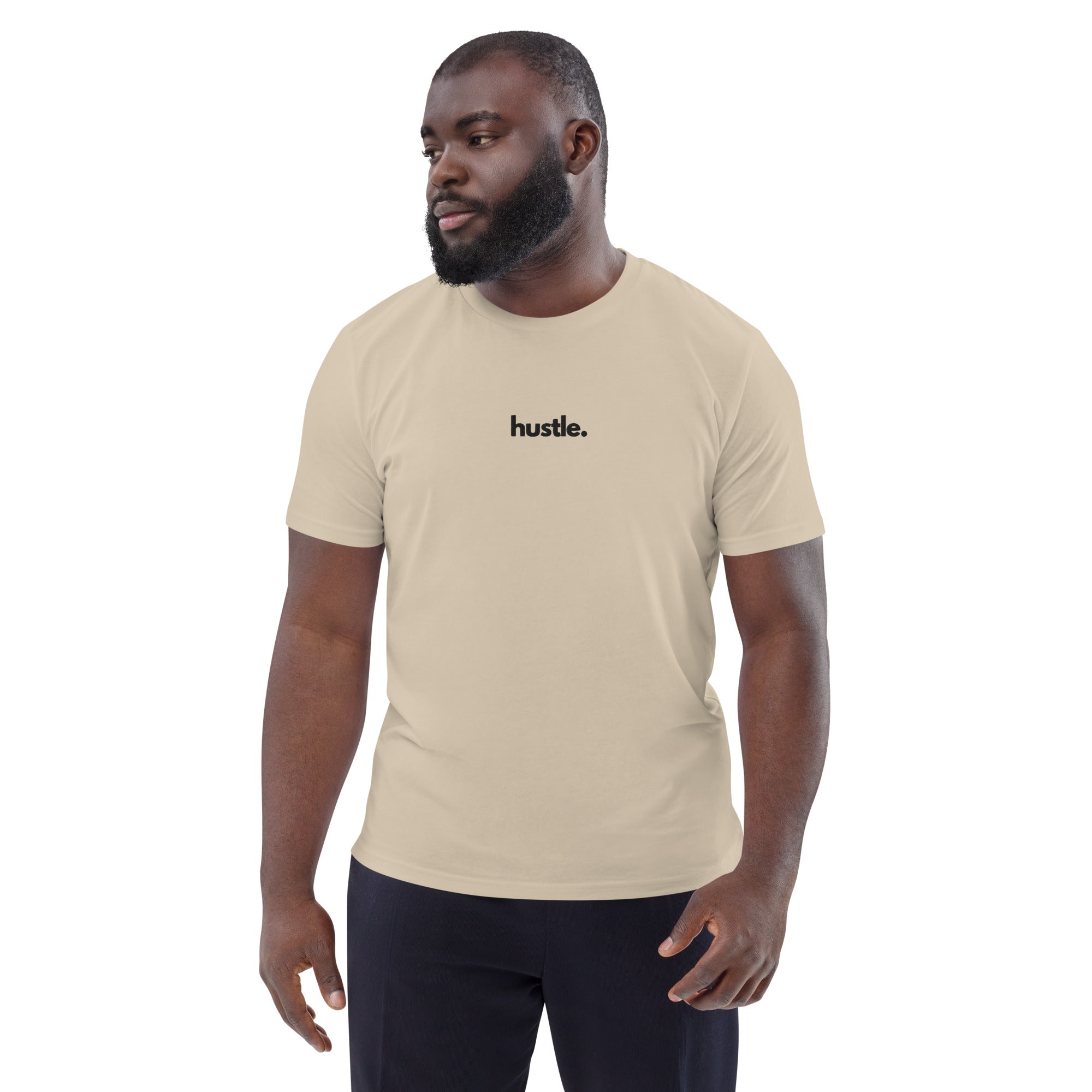 HUSTLE Embroidered Unisex organic cotton light t shirt The Developer Shop