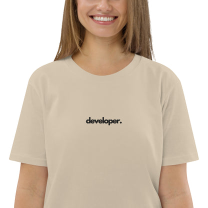 "DEVELOPER" Unisex organic cotton light t-shirt (embroidered) The Developer Shop