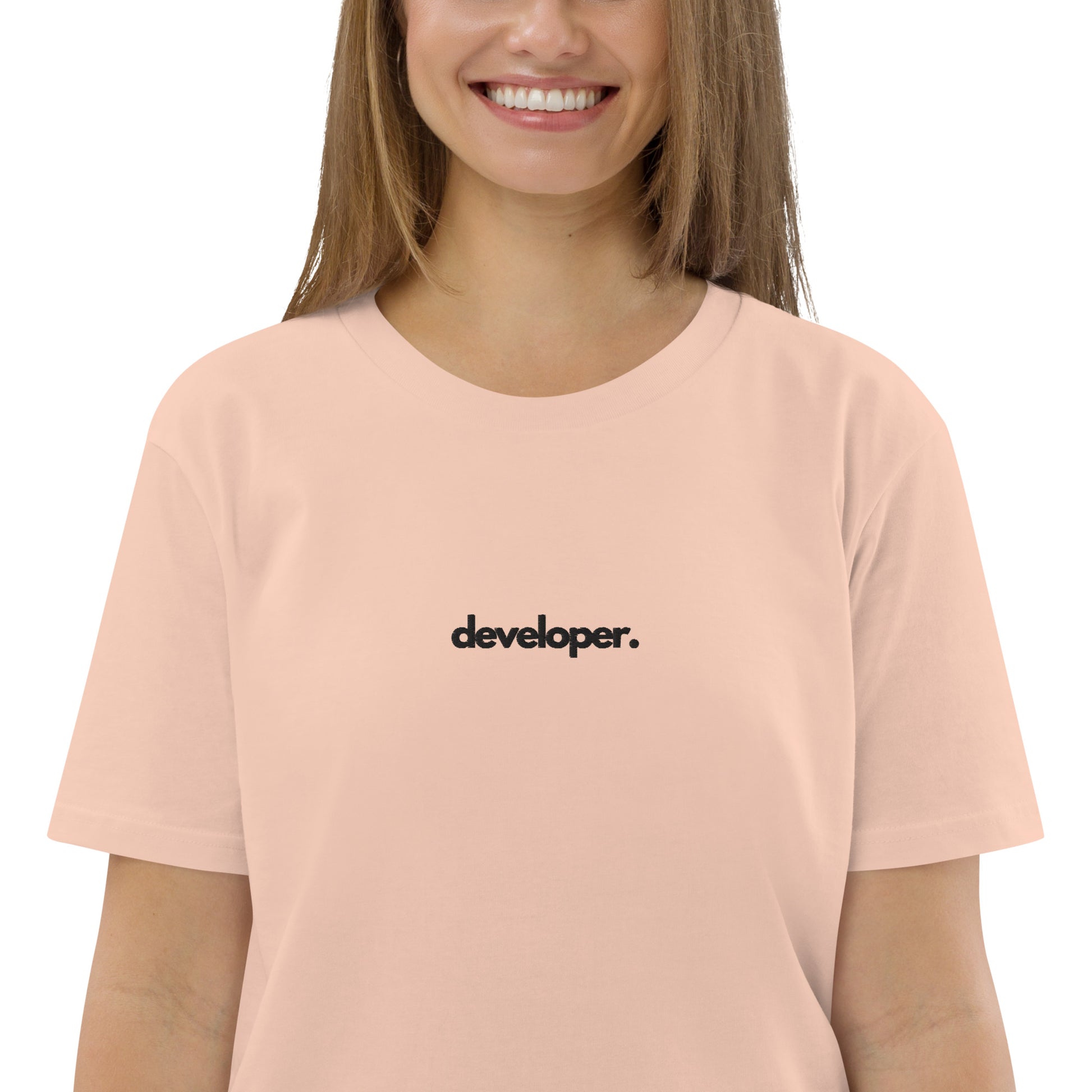 "DEVELOPER" Unisex organic cotton light t-shirt (embroidered) The Developer Shop