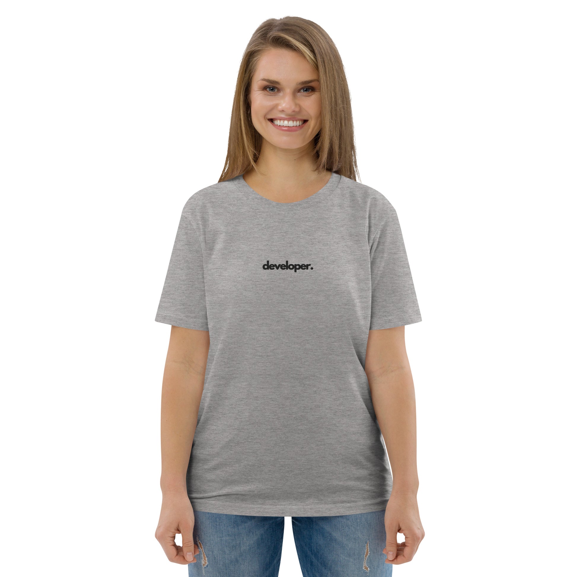 "DEVELOPER" Unisex organic cotton light t-shirt (embroidered) The Developer Shop