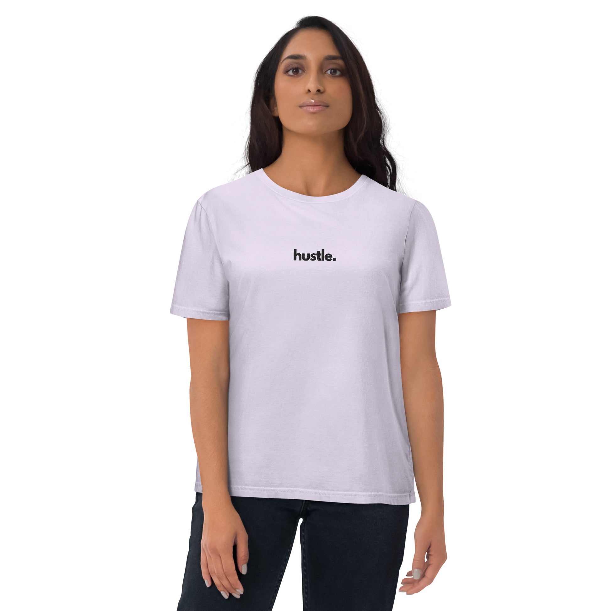 "HUSTLE" Embroidered Unisex organic cotton light t-shirt The Developer Shop