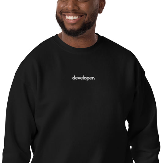 "DEVELOPER" Embroidered dark Unisex Premium Sweatshirt The Developer Shop