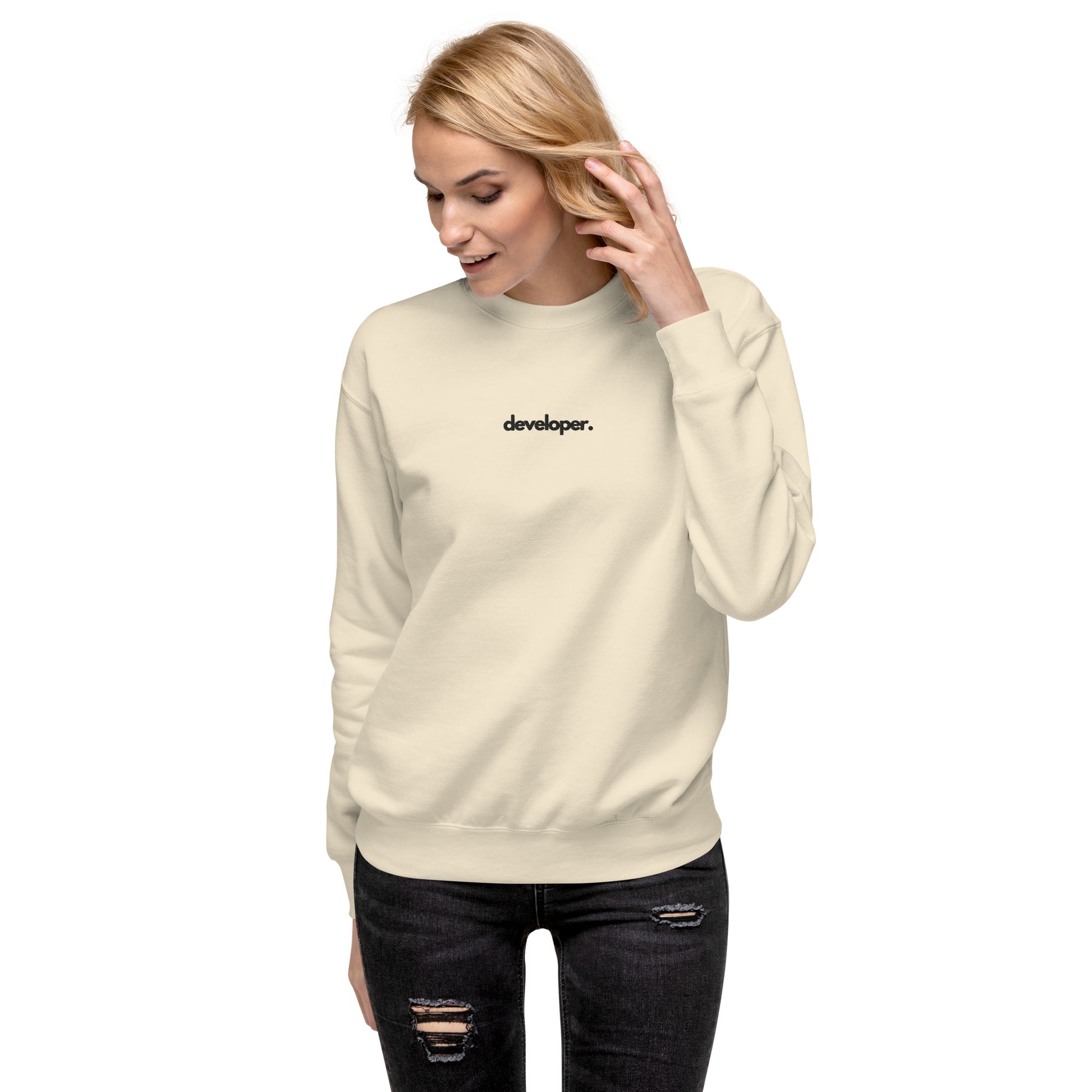 "DEVELOPER" Embroidered Unisex light Premium Sweatshirt The Developer Shop