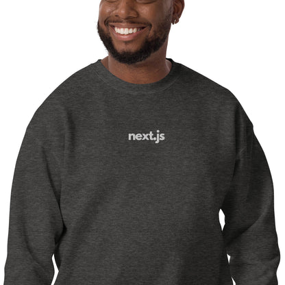 "Next.js" Embroidered dark Unisex Premium Sweatshirt The Developer Shop