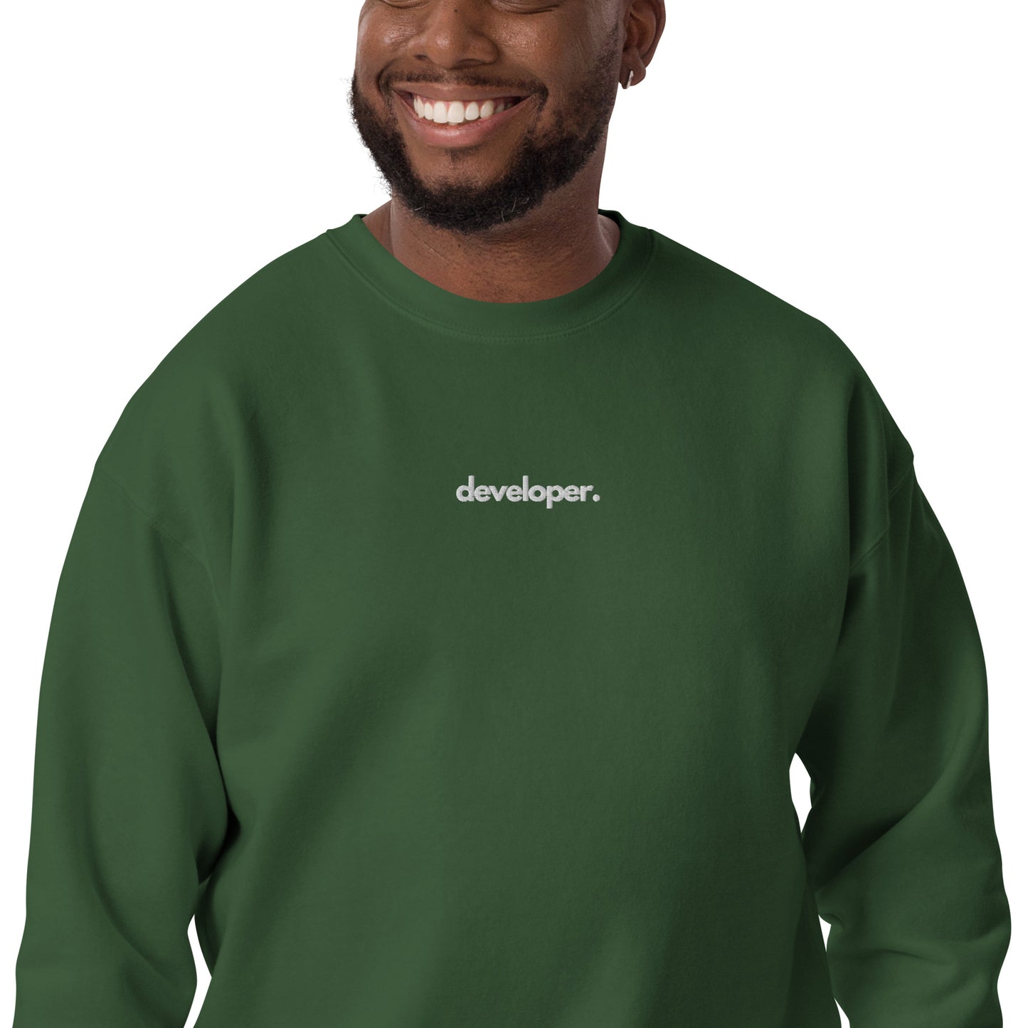 "DEVELOPER" Embroidered dark Unisex Premium Sweatshirt The Developer Shop