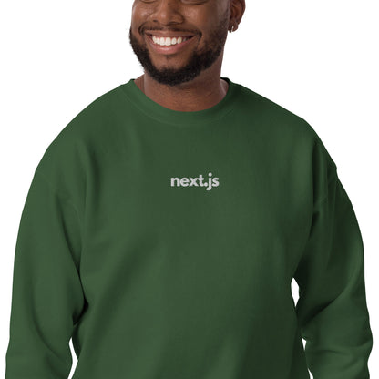 "Next.js" Embroidered dark Unisex Premium Sweatshirt The Developer Shop