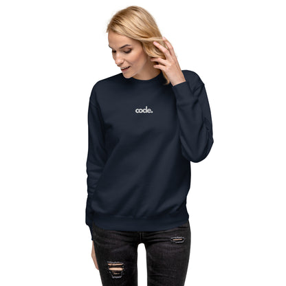 "CODE" Embroidered dark Unisex Premium Sweatshirt The Developer Shop