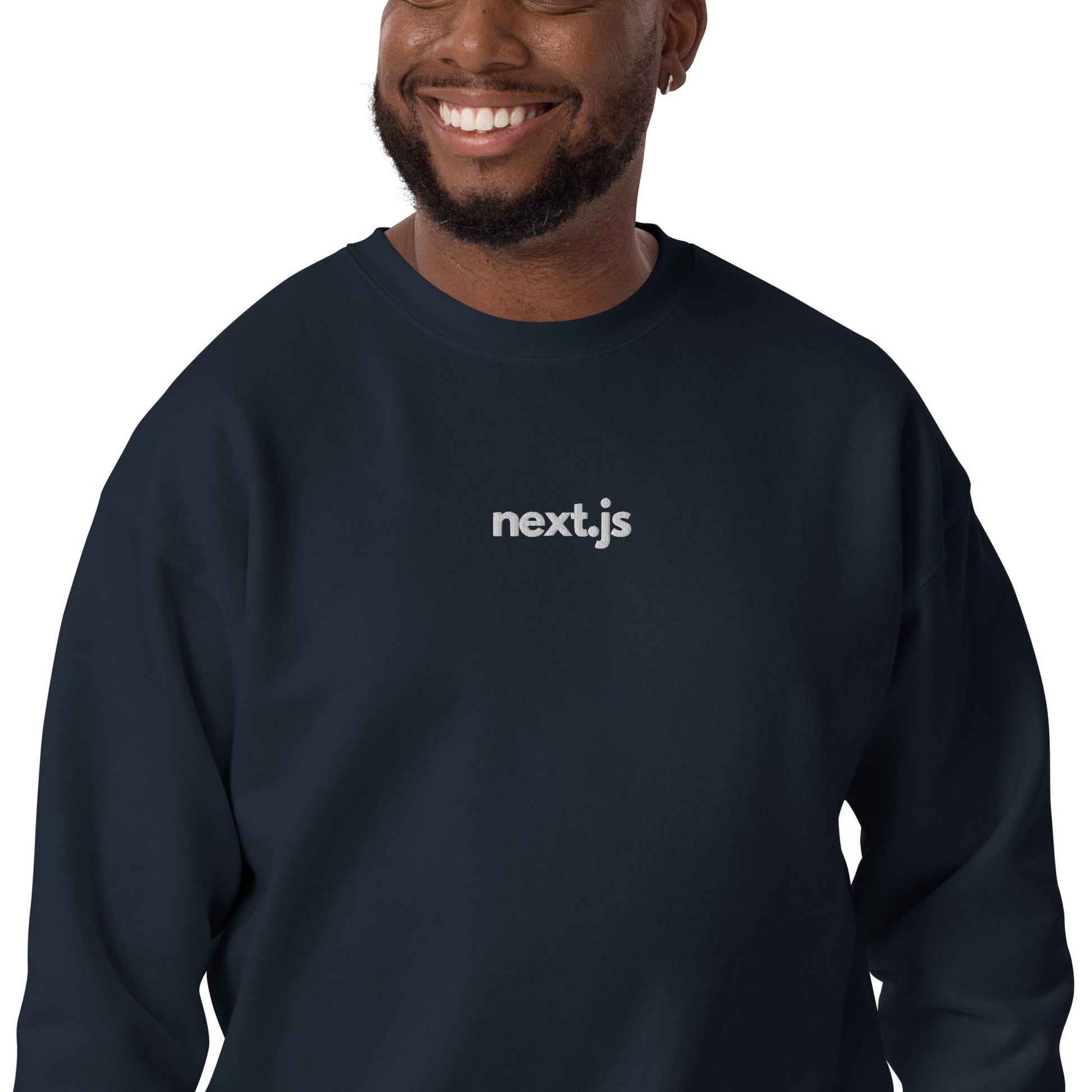 "Next.js" Embroidered dark Unisex Premium Sweatshirt The Developer Shop