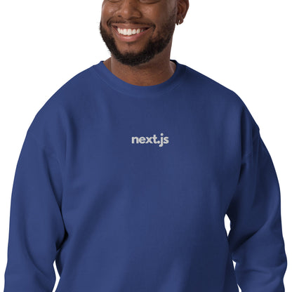 "Next.js" Embroidered dark Unisex Premium Sweatshirt The Developer Shop