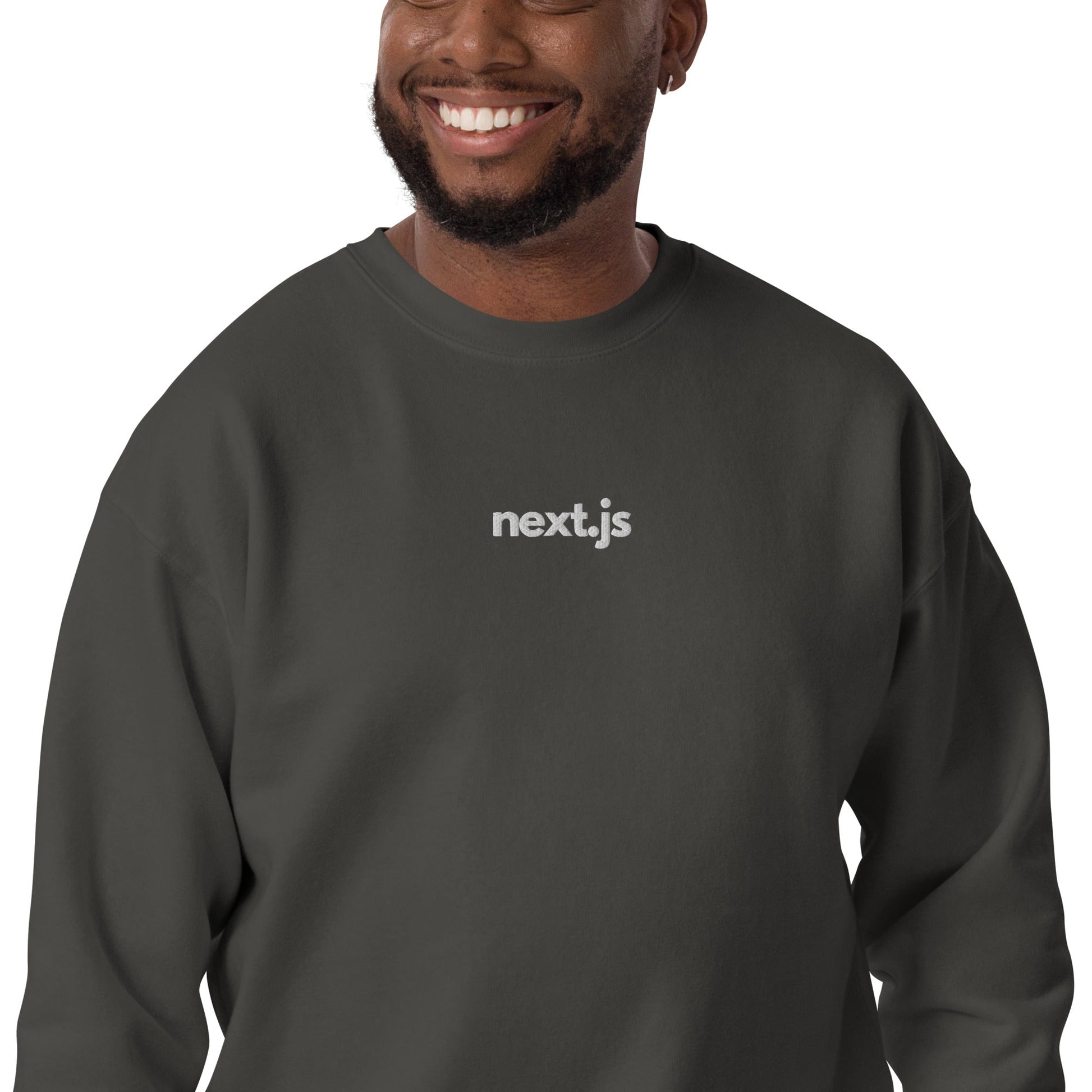 "Next.js" Embroidered dark Unisex Premium Sweatshirt The Developer Shop