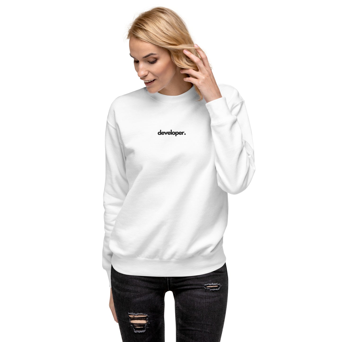 "DEVELOPER" Embroidered Unisex light Premium Sweatshirt The Developer Shop