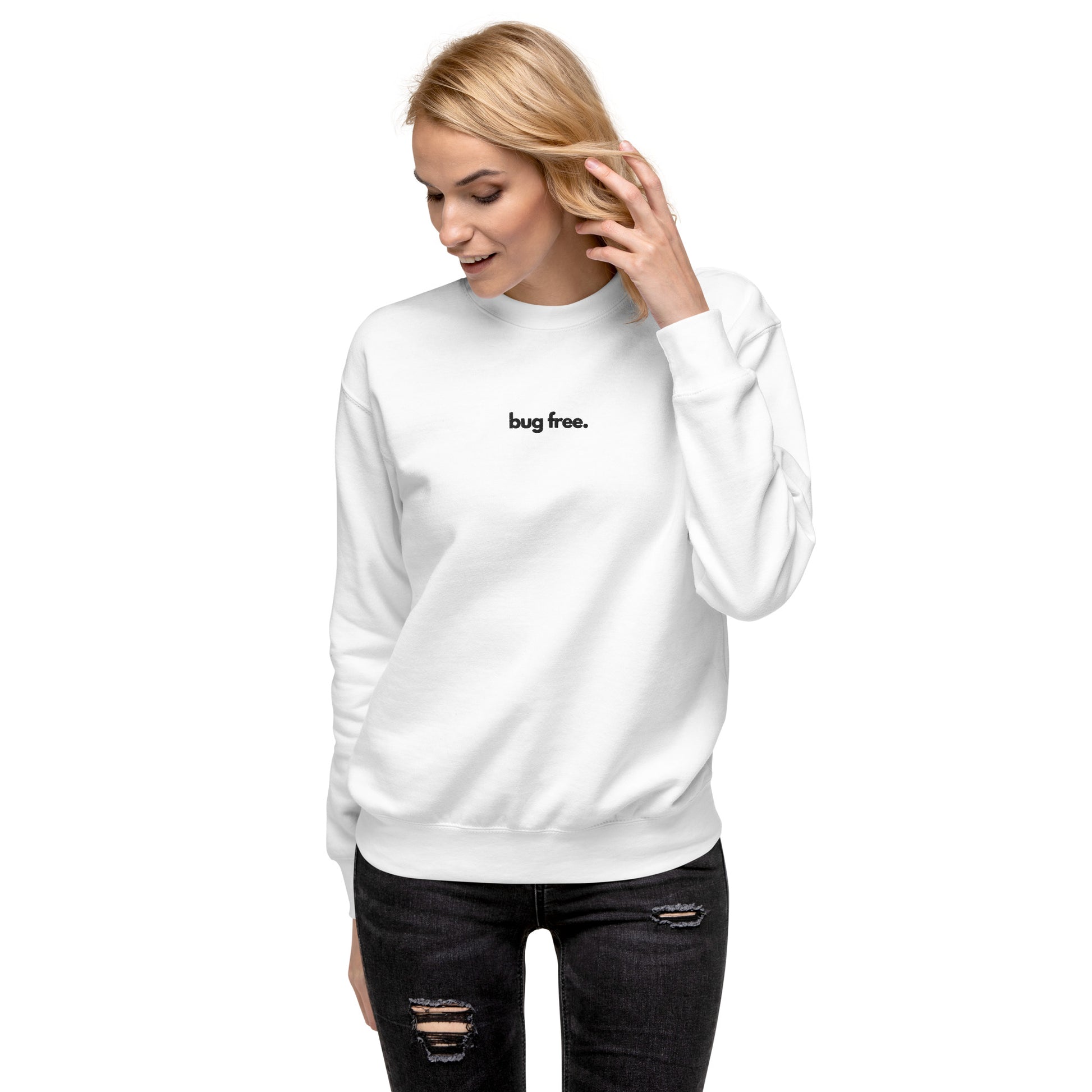 "BUG FREE" Embroidered light Unisex Premium Sweatshirt The Developer Shop