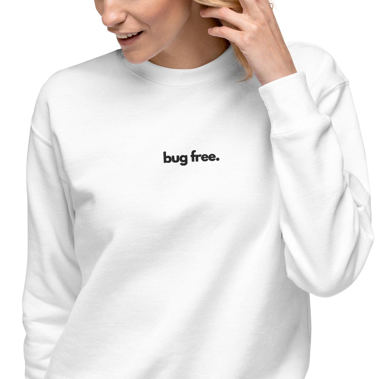 "BUG FREE" Embroidered light Unisex Premium Sweatshirt The Developer Shop