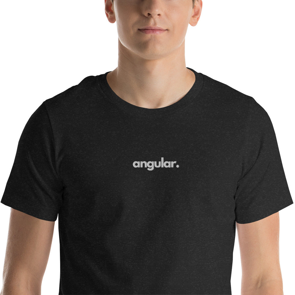 "Angular" Embroidered Unisex organic cotton dark t-shirt The Developer Shop