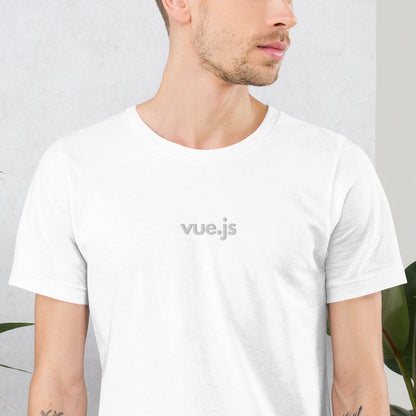 "Vue.js" Embroidered Unisex organic cotton dark t-shirt The Developer Shop
