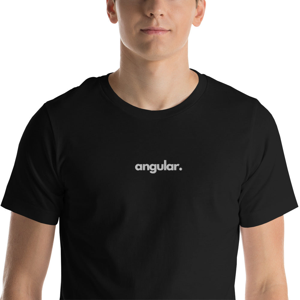 "Angular" Embroidered Unisex organic cotton dark t-shirt The Developer Shop