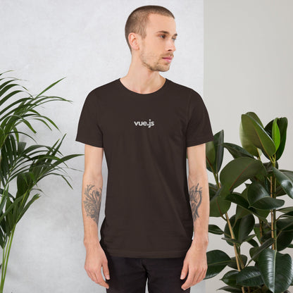 "Vue.js" Embroidered Unisex organic cotton dark t-shirt The Developer Shop
