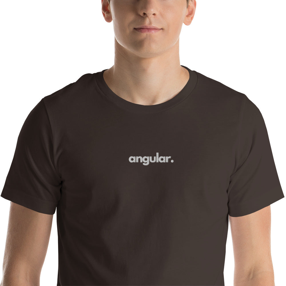 "Angular" Embroidered Unisex organic cotton dark t-shirt The Developer Shop